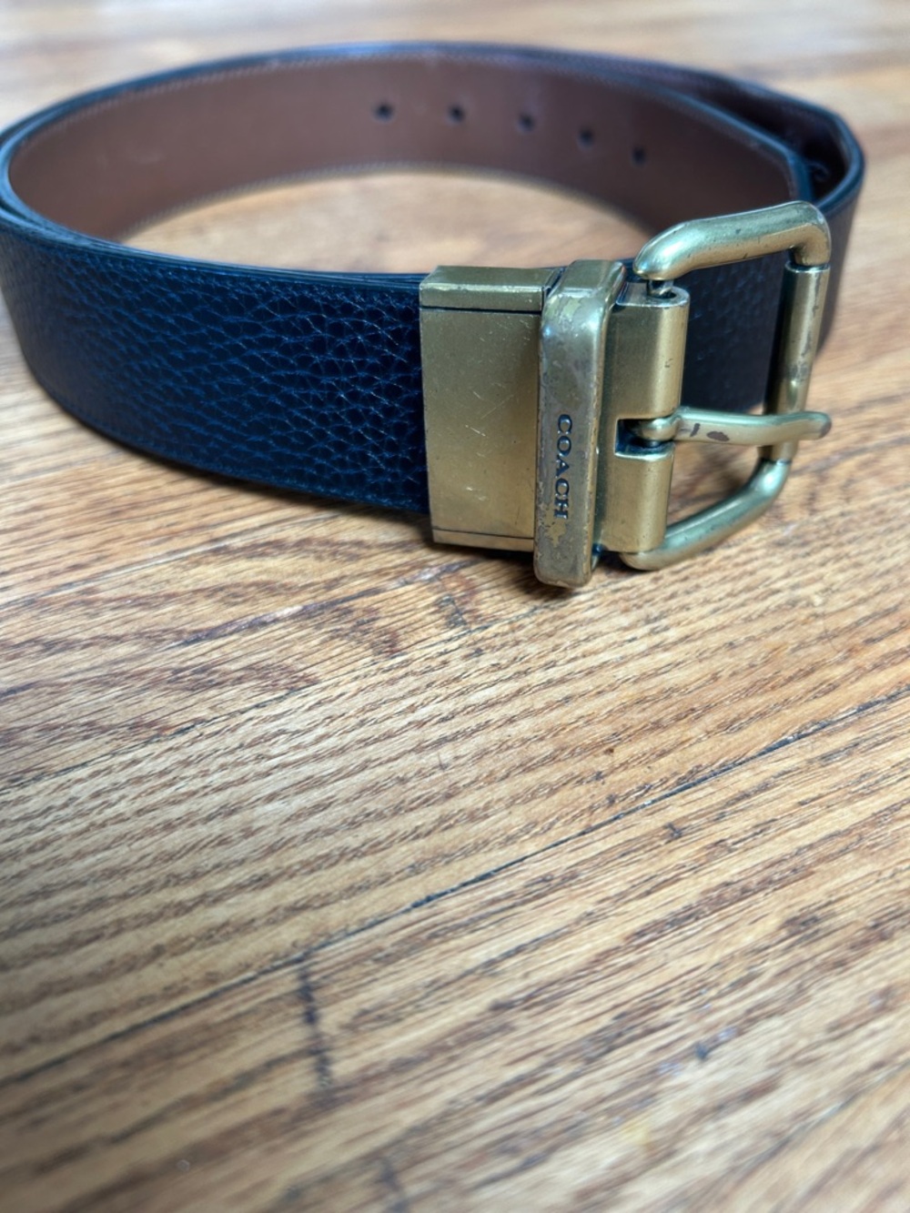 COACH Men's Reversible Leather Belt with Brass-Tone Buckle